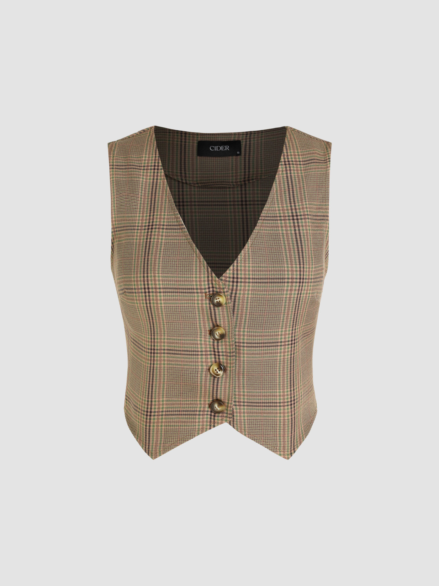V-neck Check Blazer Vest