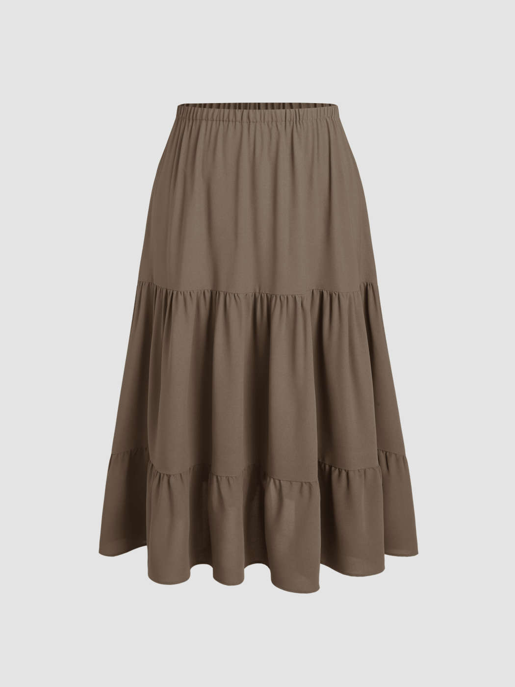 Ruffle Elastic Waist Tiered Maxi Skirt - Cider