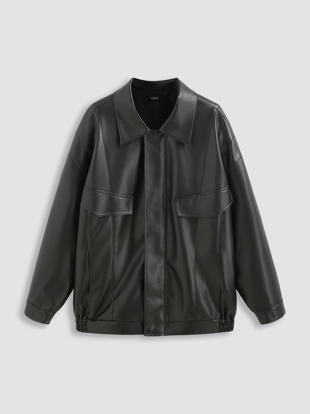 Zip Through Faux Leather Utility Jacket