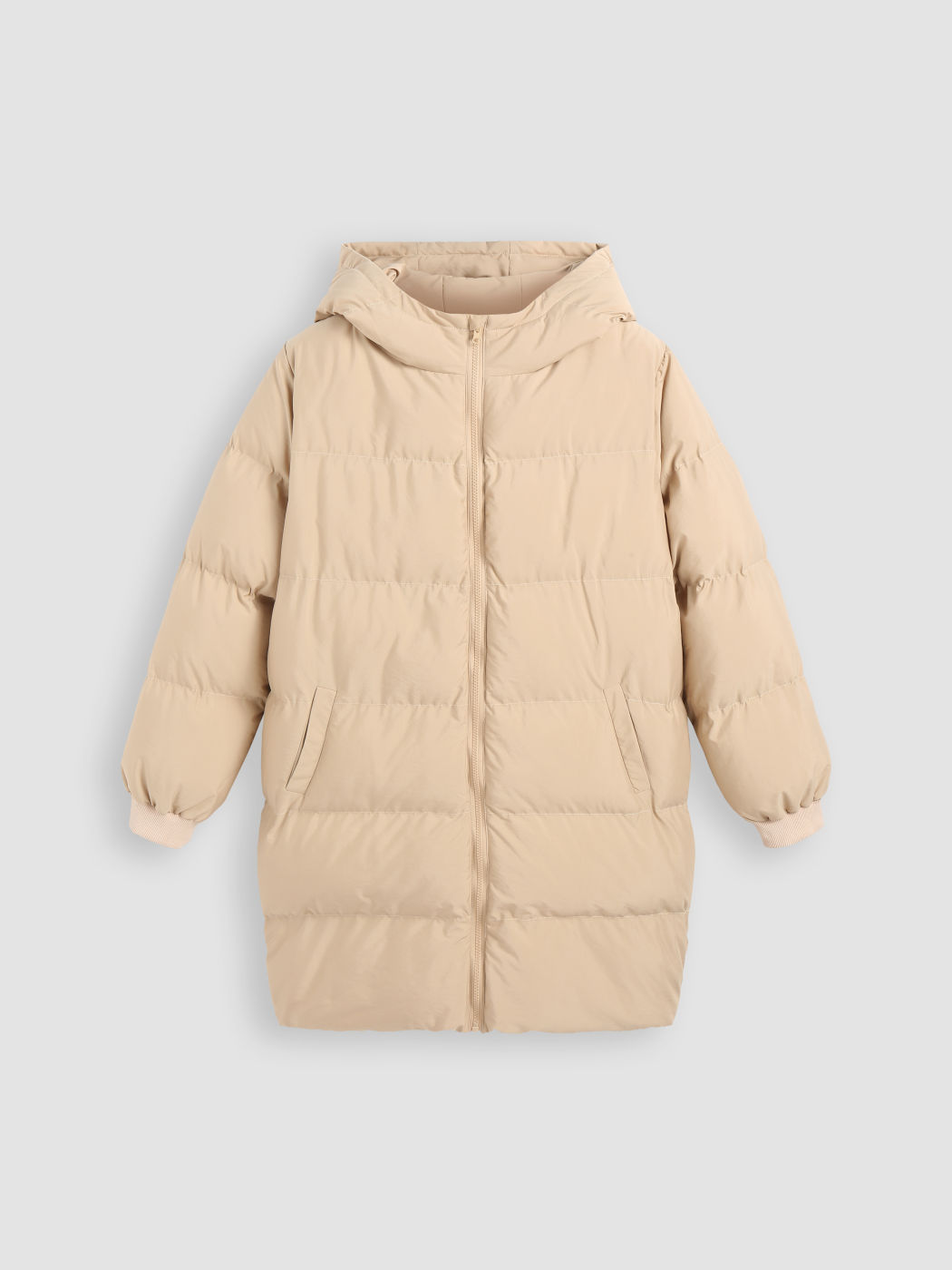 Reißverschluss Kapuzen Pufferjacke