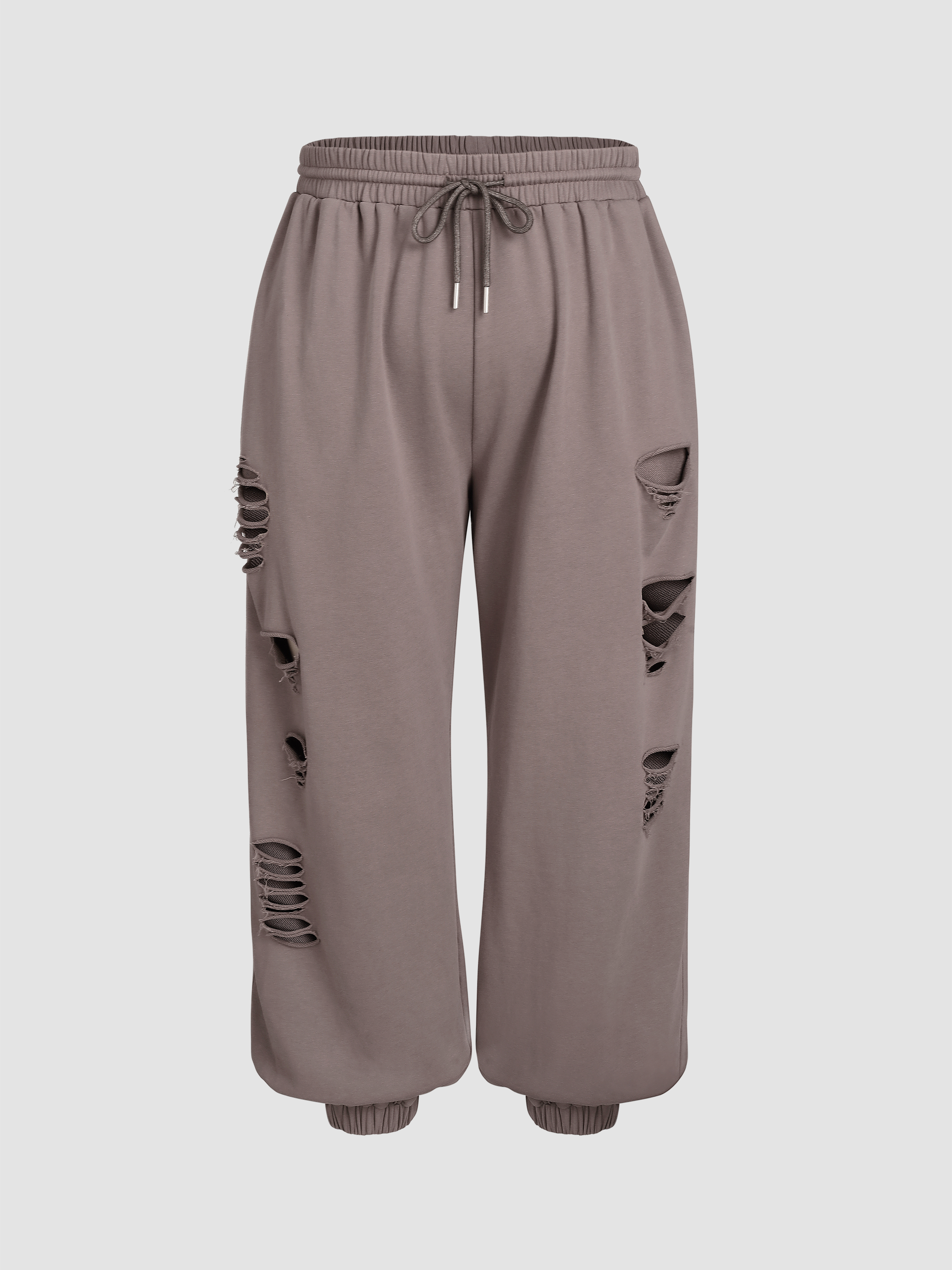 Drawstring Waist Ripped Sweatpants