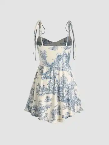 Mini-Kleid mit Kapuzenhals, Korsett und geknoteten Rüschen