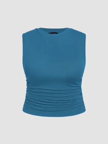Sleeveless Ruched Crop Top Curve & Plus