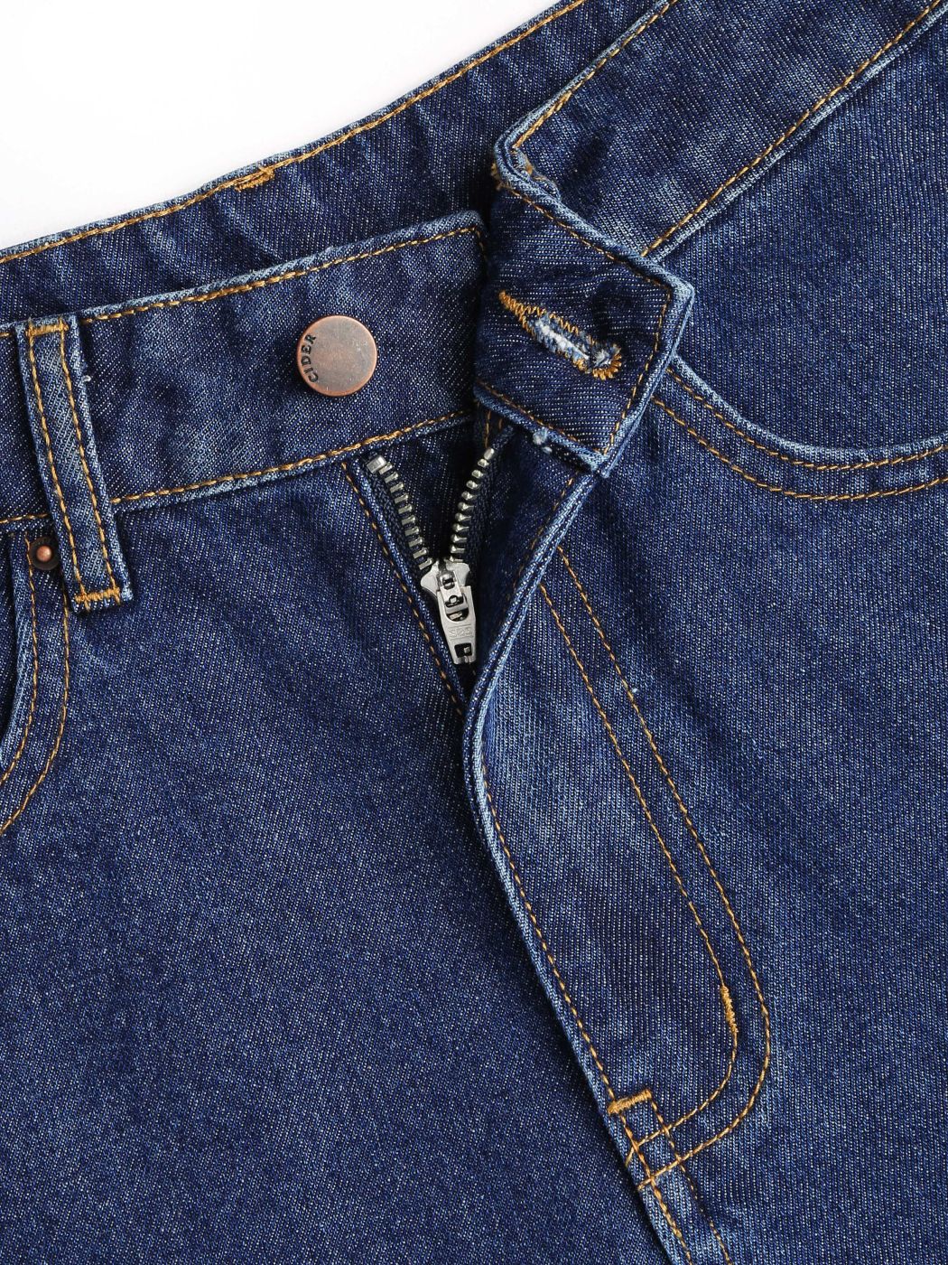 Mittelhohe Einfarbige Weite Jeans