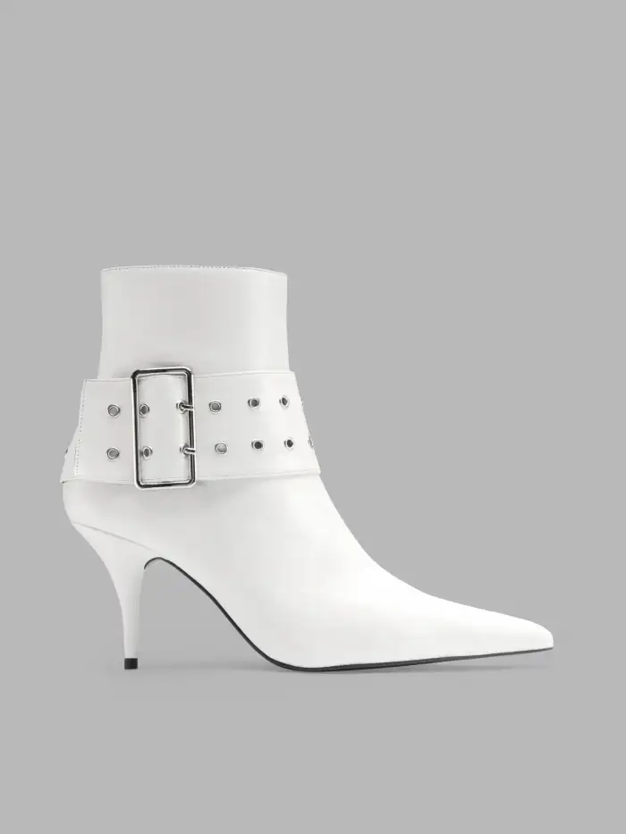 Jeffrey Campbell Kitten Heel White Ankle Boots Halloween Buckled