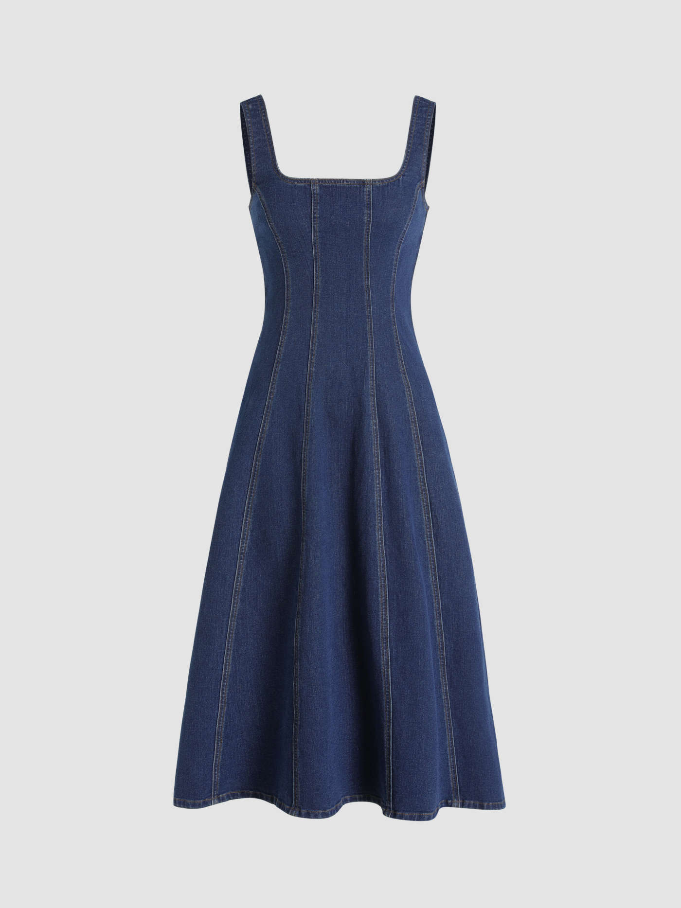 Denim Ruffle Cami Maxi Dress