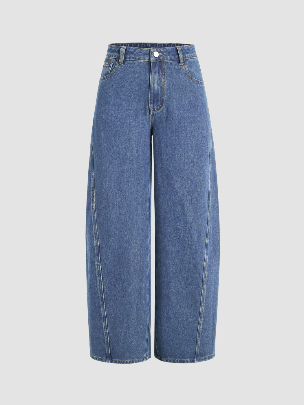 Denim Mid Waist Barrel Jeans