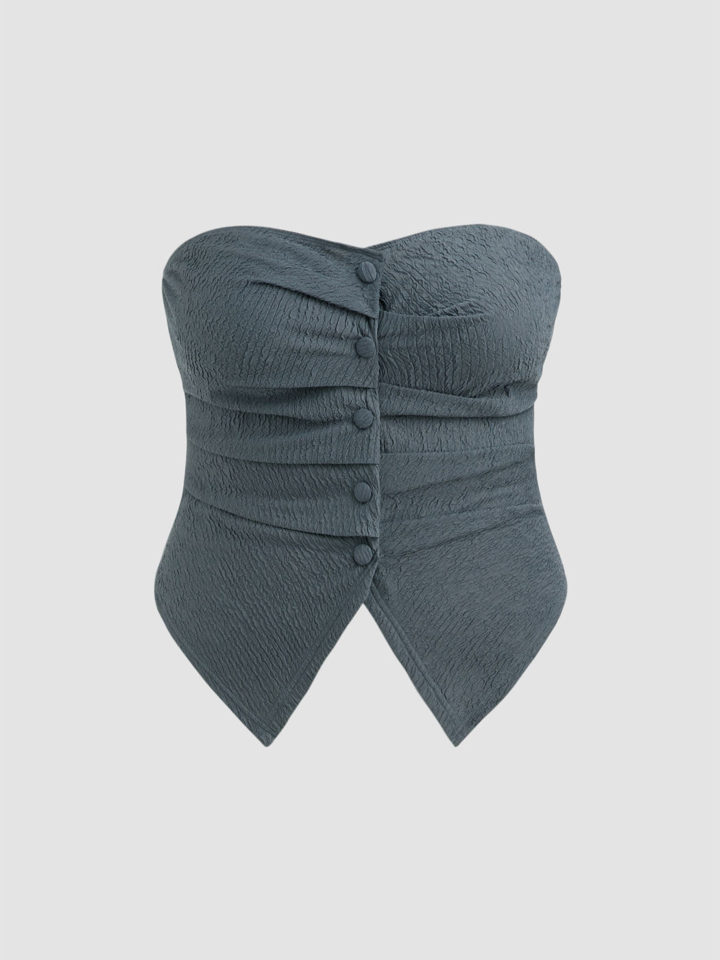 Solid Texture Button Tube Top Curve & Plus For Date Party/Clubbing Vacation