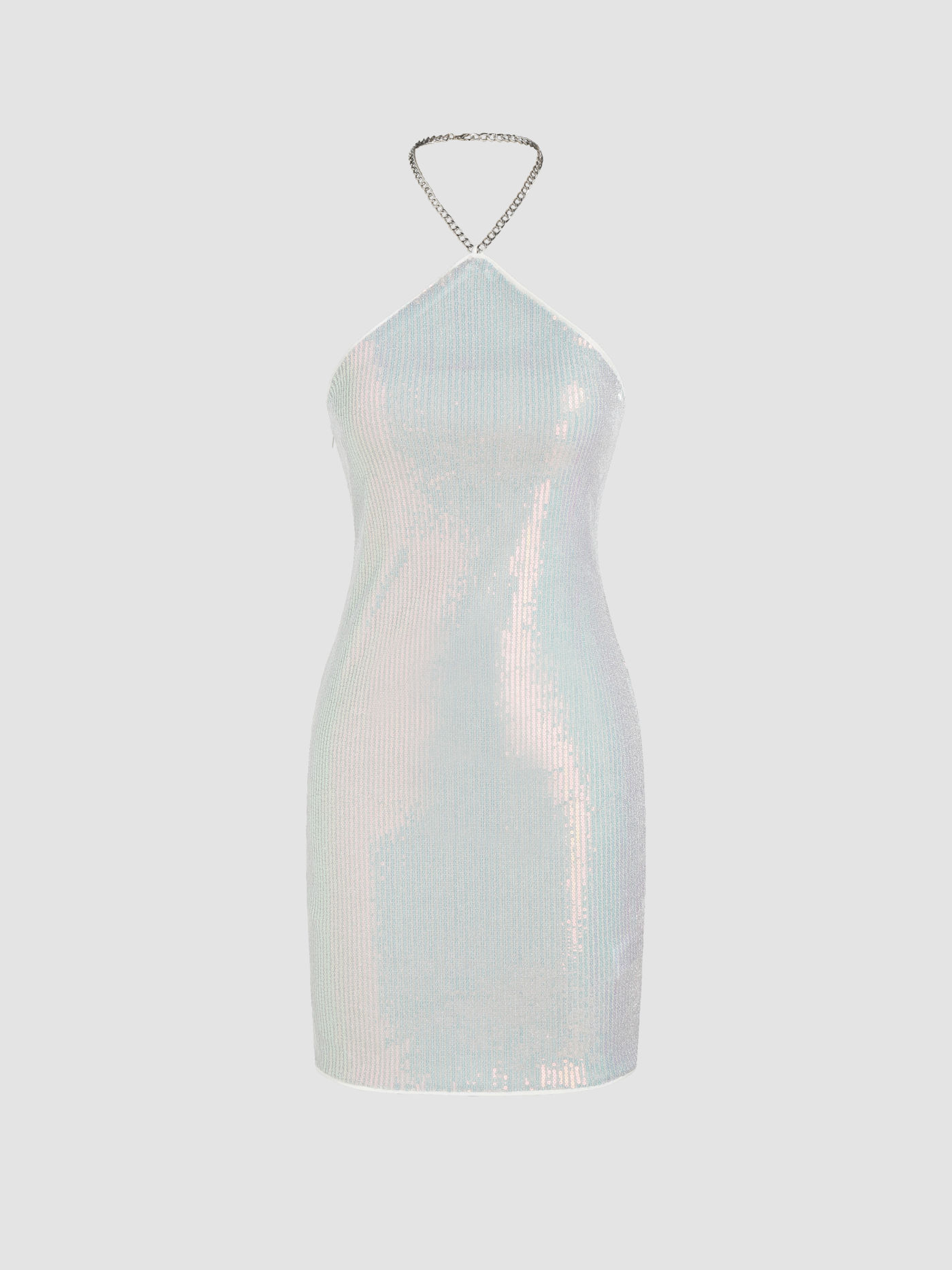 Pailletten Halter Minikleid