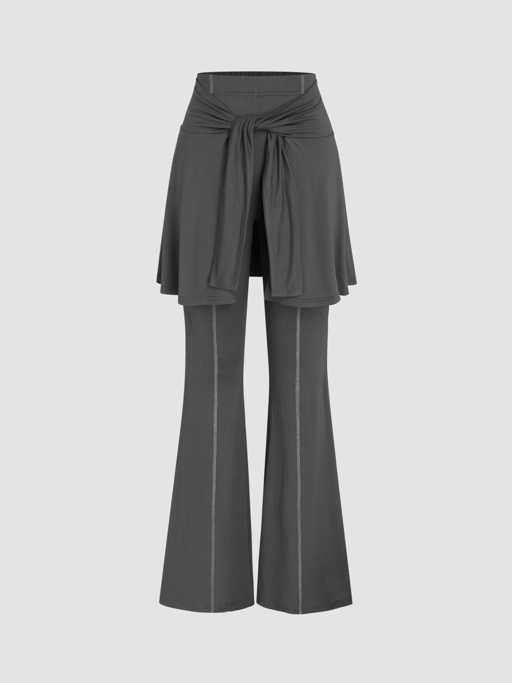 Fake Two-piece Elastic Waist Flared Pants