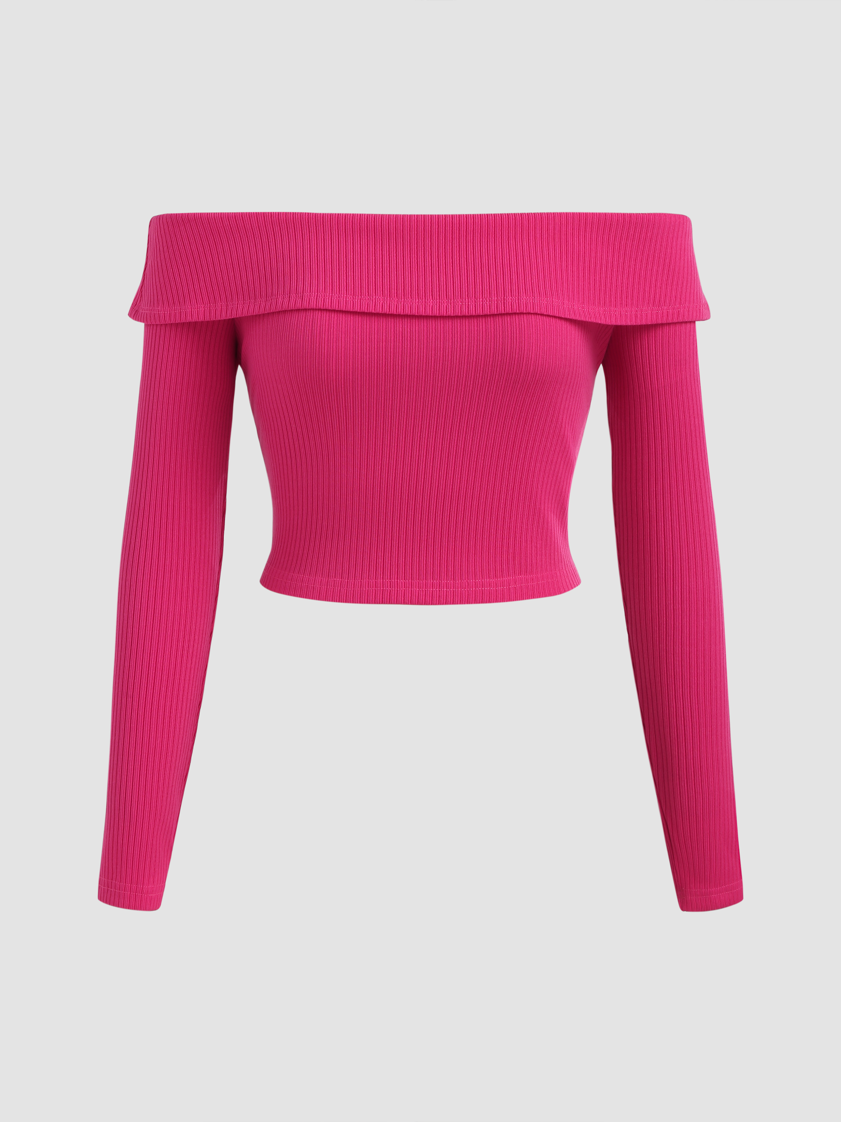 ◆ETRE AU SOMMET ◆ Shirring Off Shoulder Long Sleeve Top Ch Asymmetrical Off-Shoulder Shirring Tee IN310 - Korean