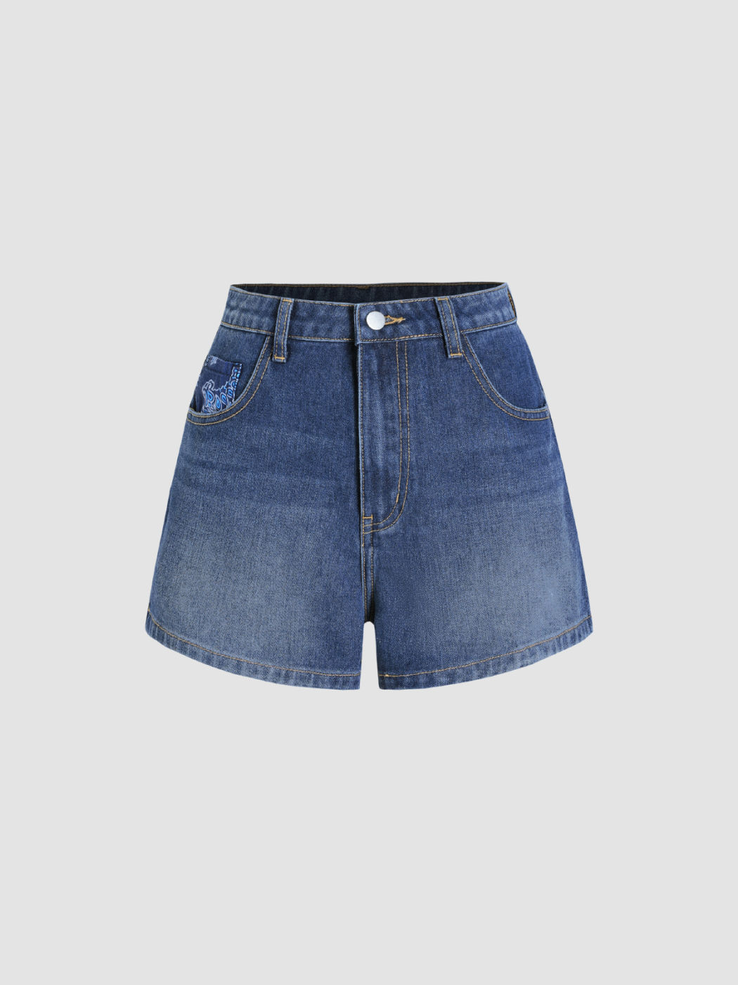 High-waist patched jeans shorts main image 0