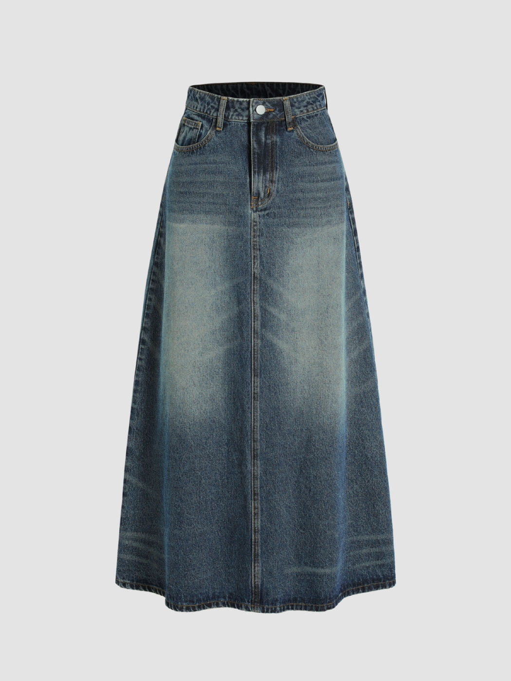 Mid Waist Solid Pocket Maxirock