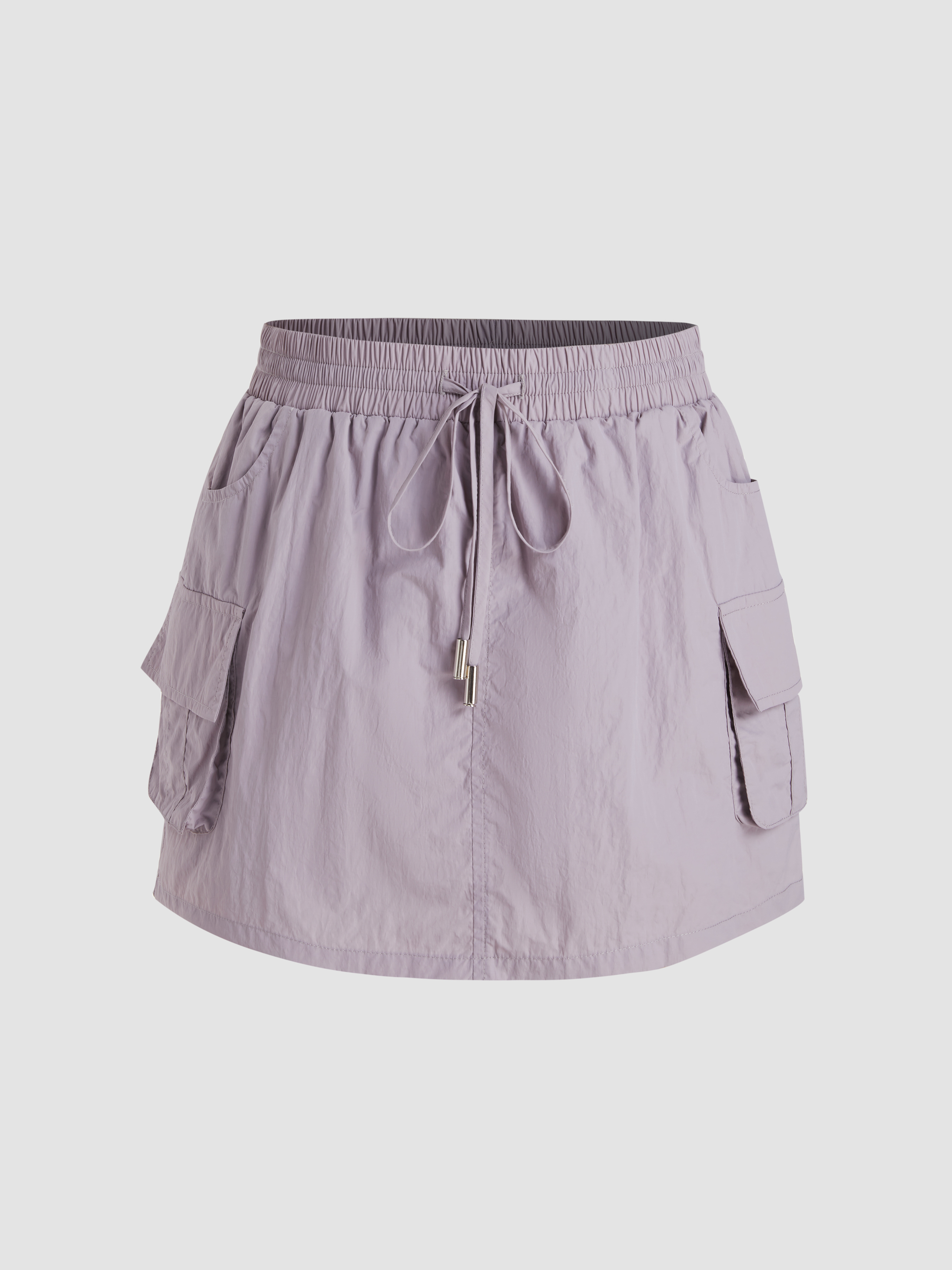 Woven Mid Waist Solid Cargo Mini Skirt For Daily Casual