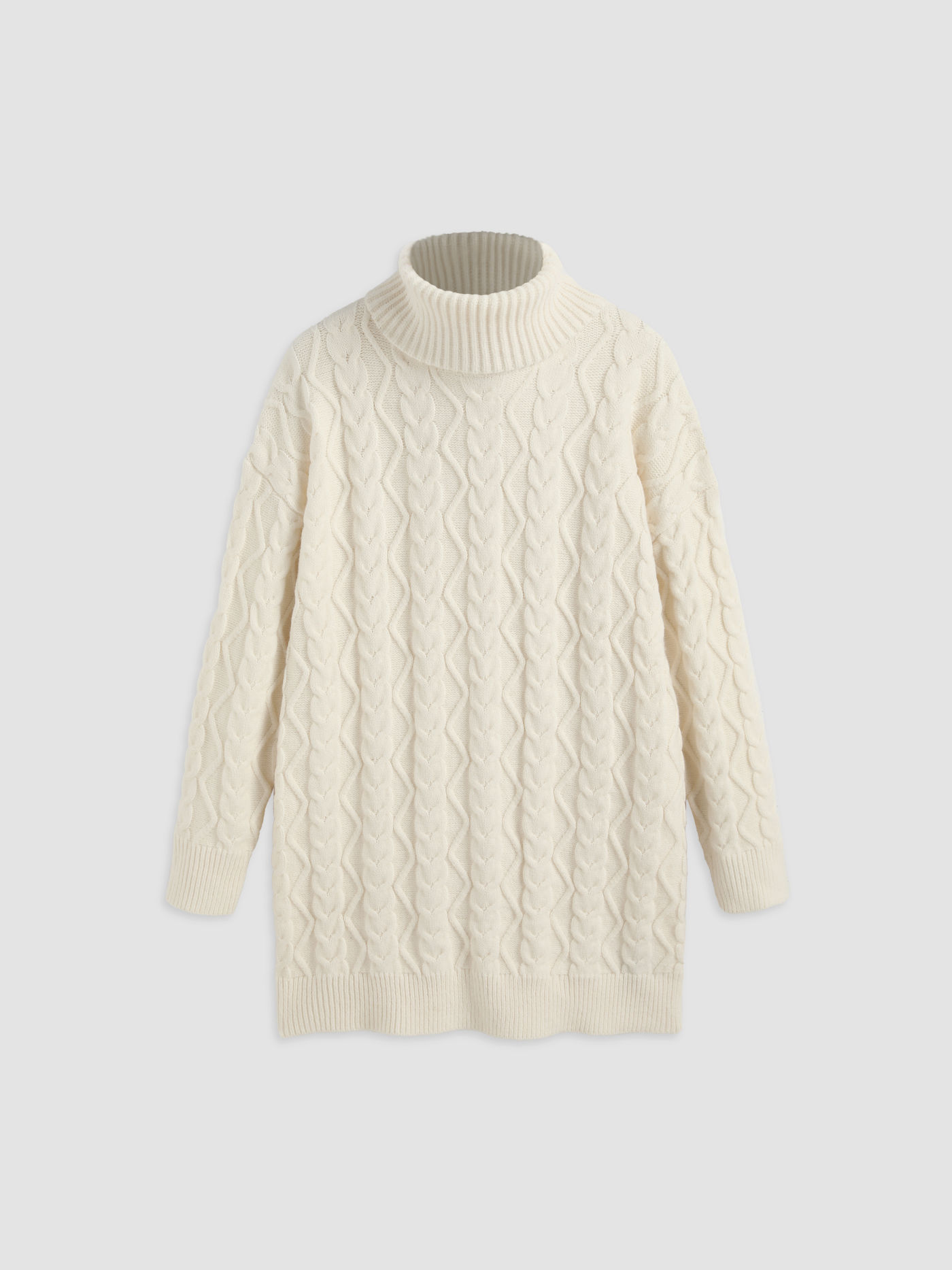 Robe en Maille Côtelée à Col Haut