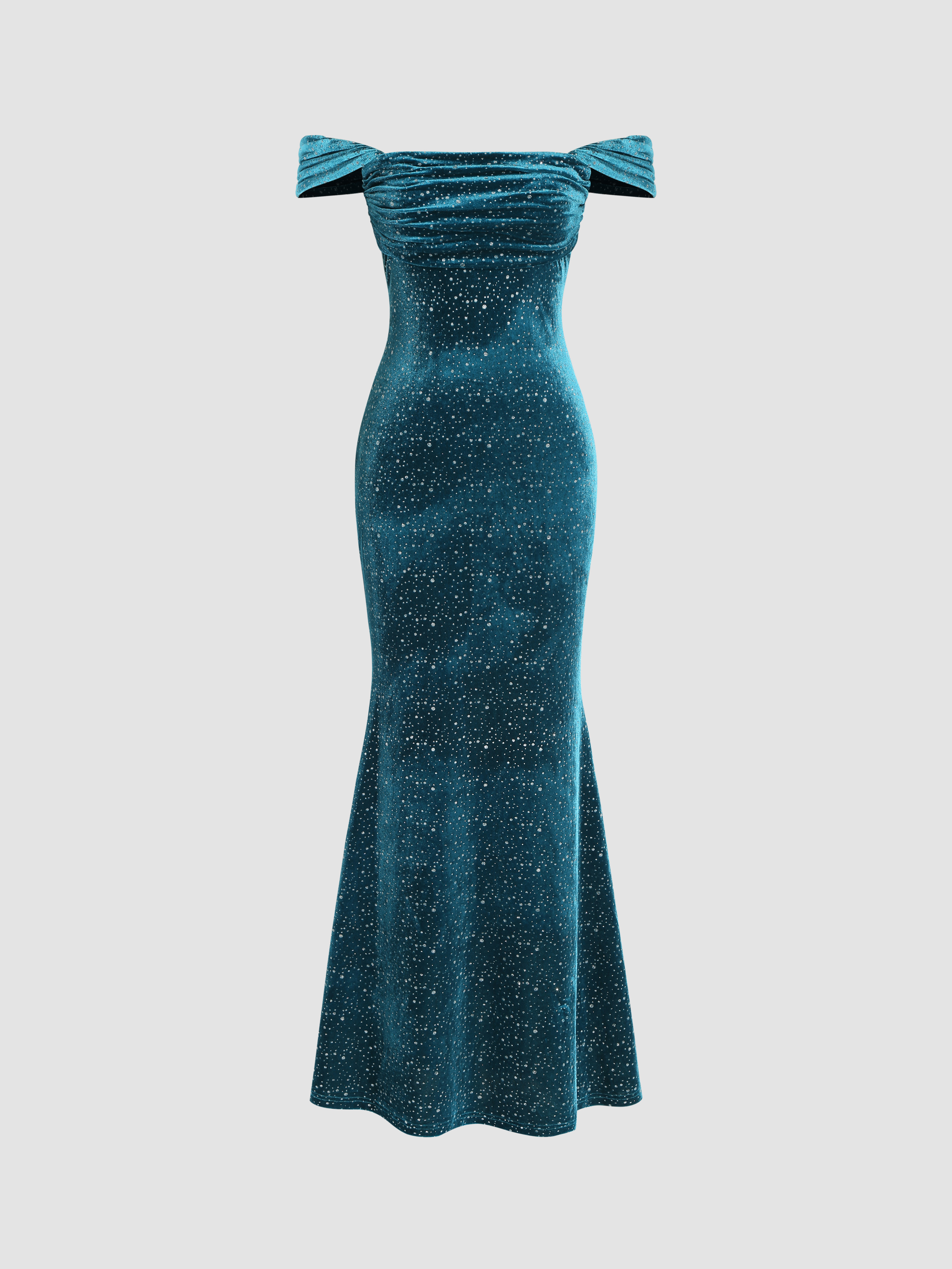 Formal Dresses Velvet Cowl Neck Star Pattern Mermaid Maxi