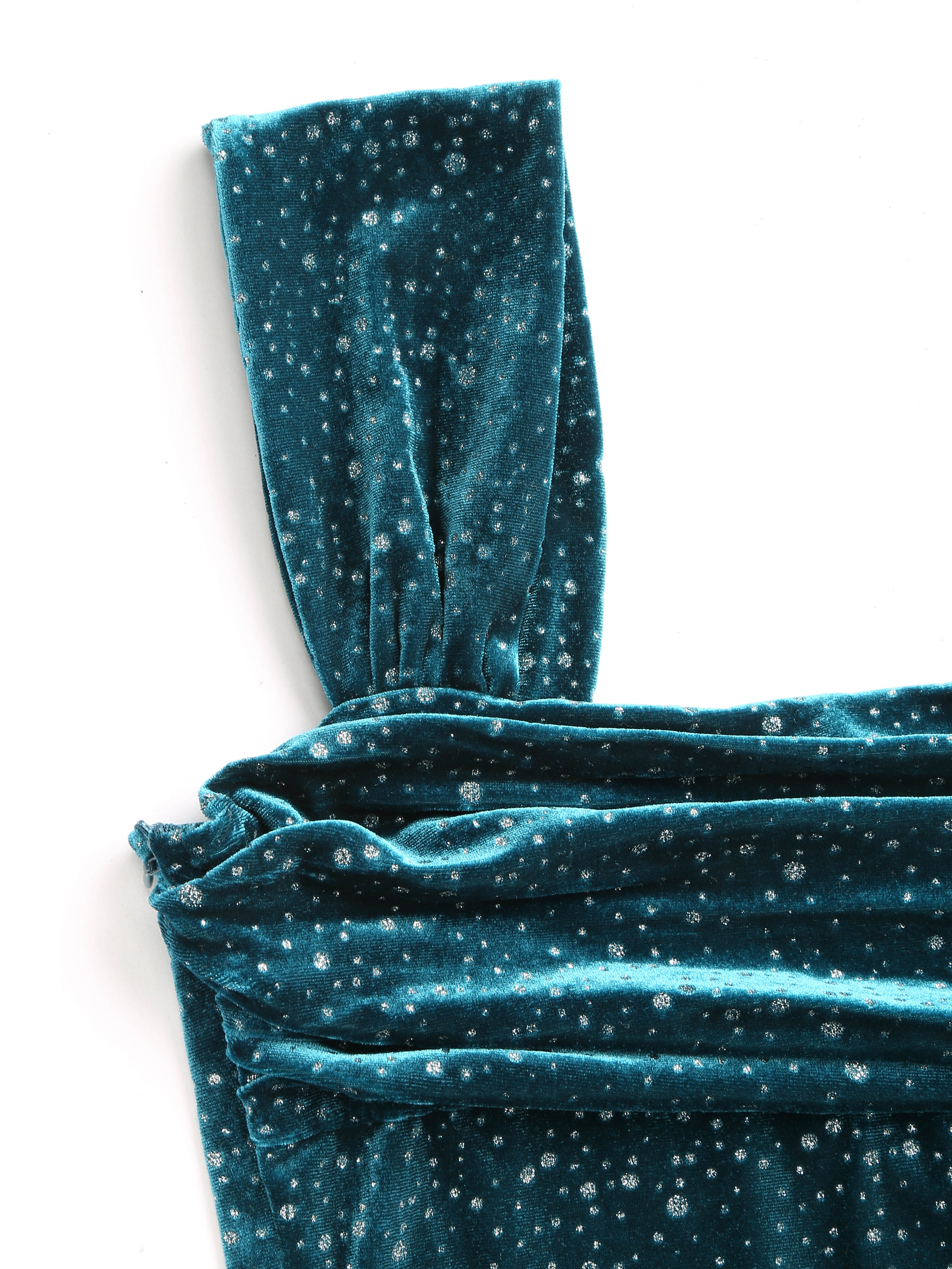 Velvet Off-shoulder Star Ruched Maxi Dress