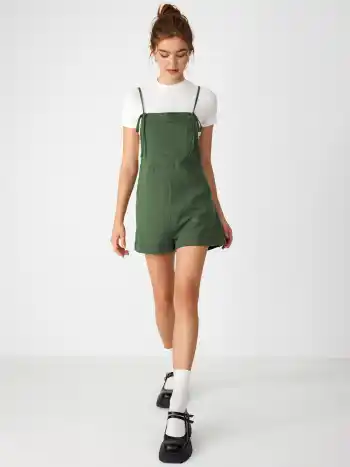 Knotted Pocket Wide Leg Romper