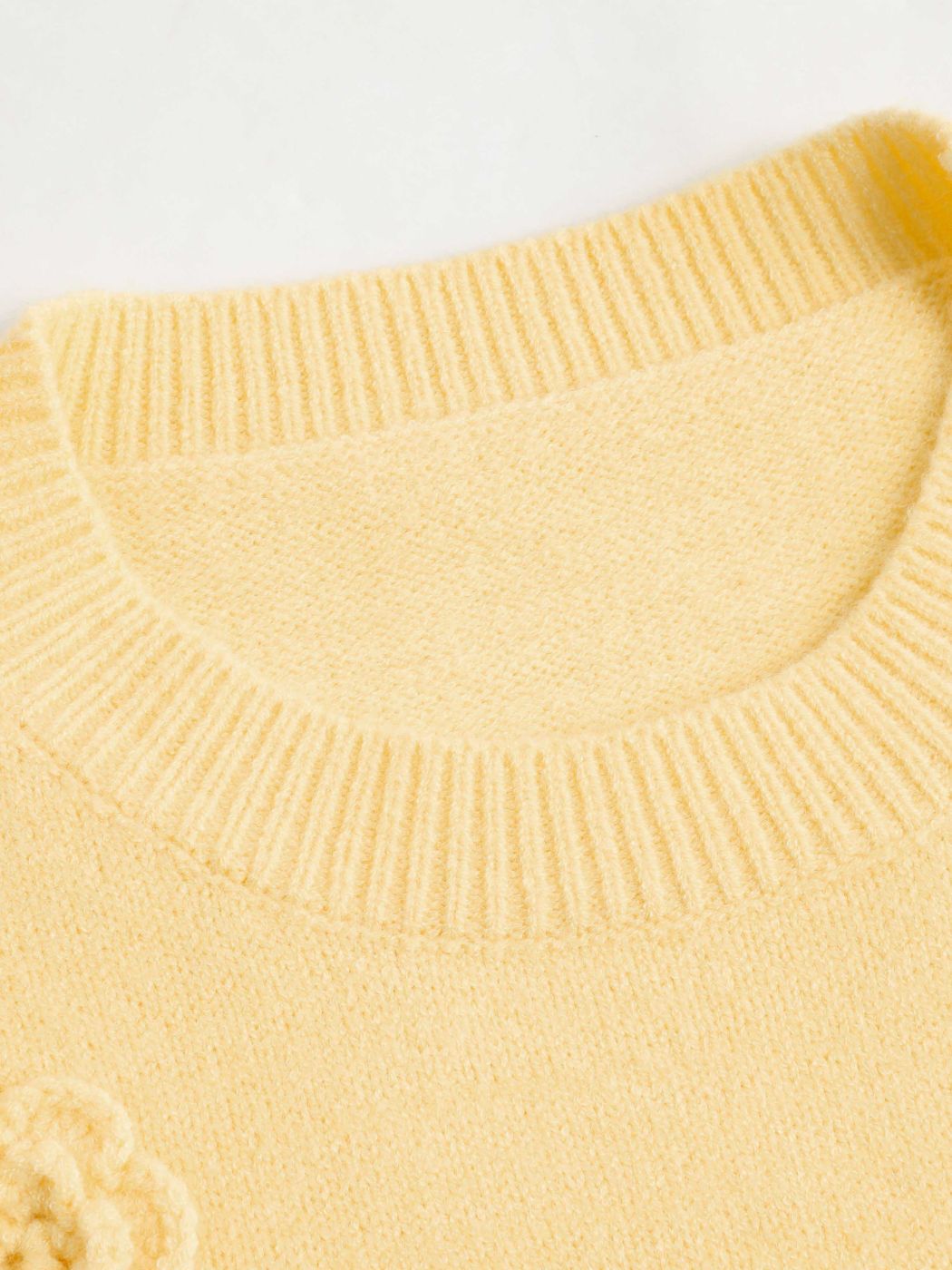  Rundhalsausschnitt Blumen Kurzärmlige Strickoberteile