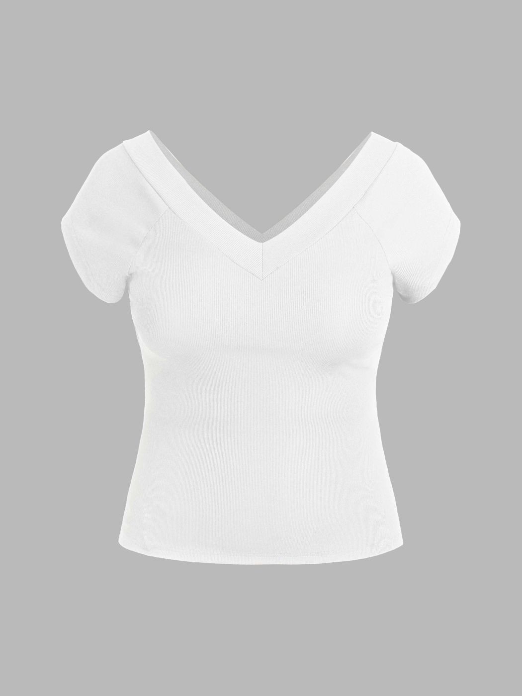 Solid Knit Tanktop mit V-Ausschnitt Kurve & Plus