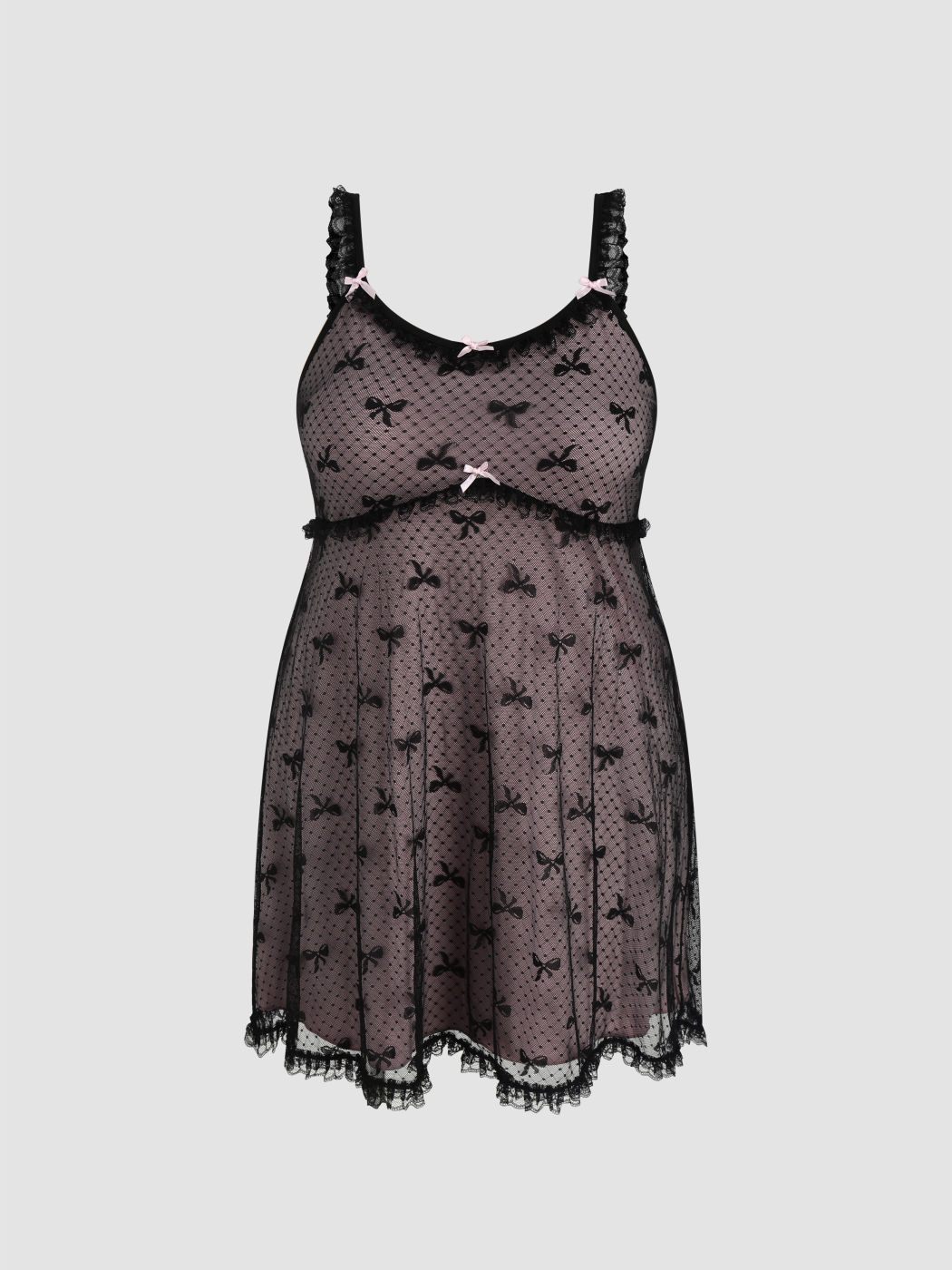  Mesh Schleifen Mini Slip Nachtkleid Kurve & Plus