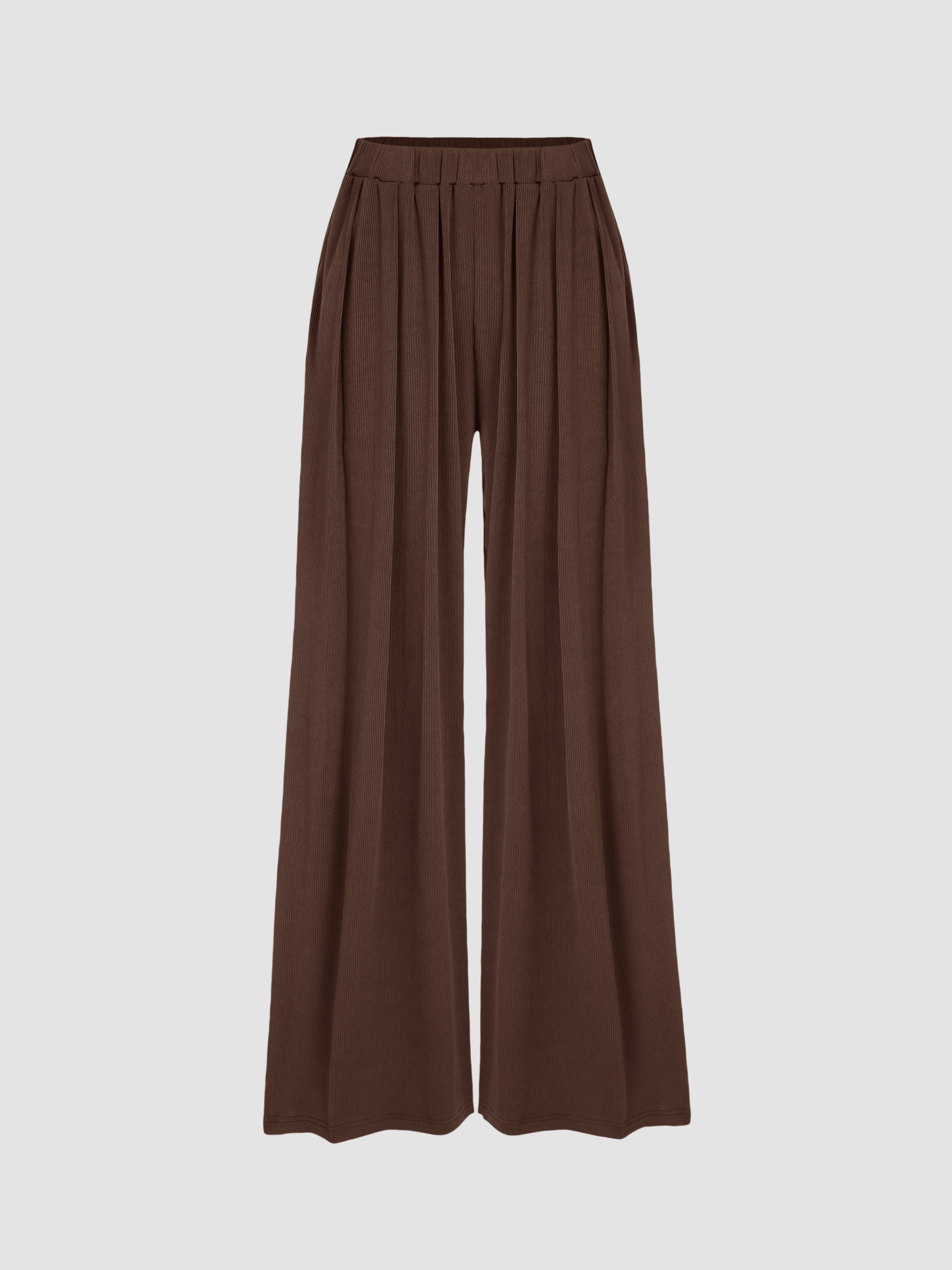 Knit Fabric Solid Elastic Waist Wide Leg Pants For School Daily Casual Home