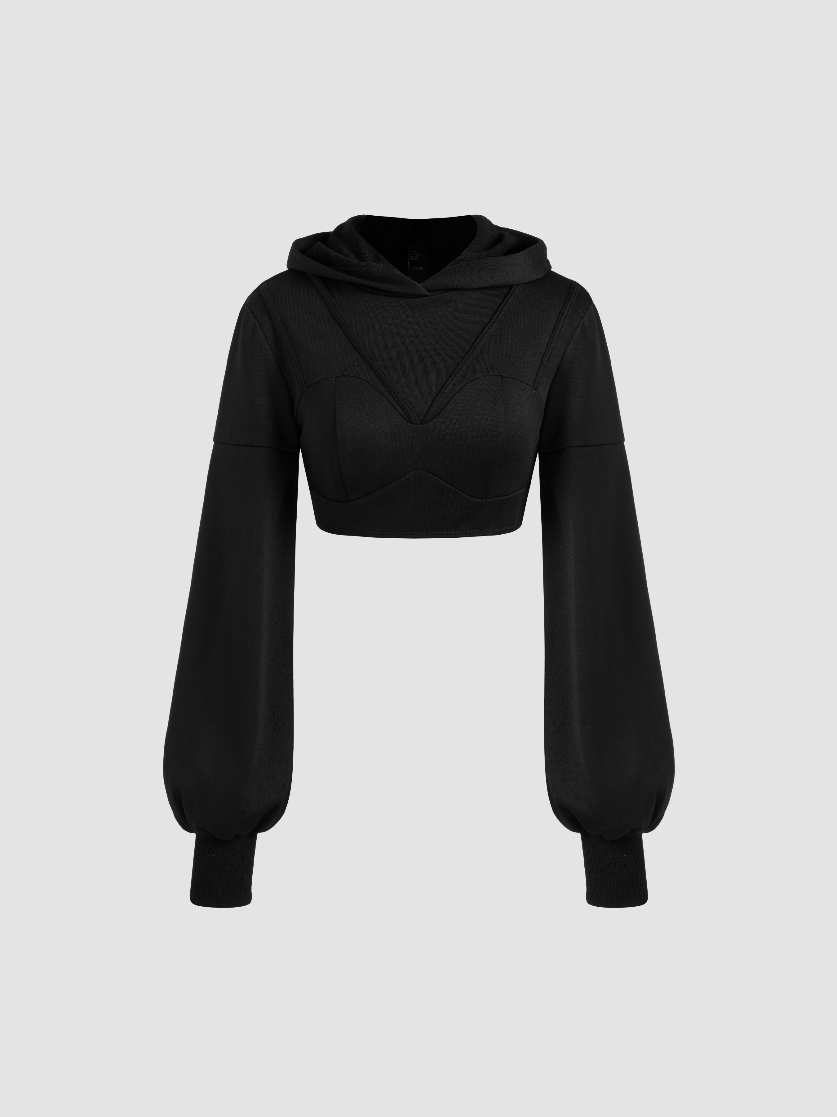 plain black cropped hoodie