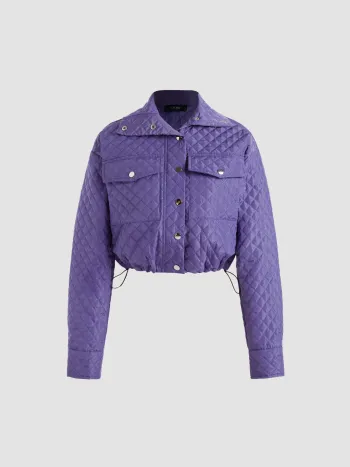 Geometrische Steppjacke mit Kordelzug