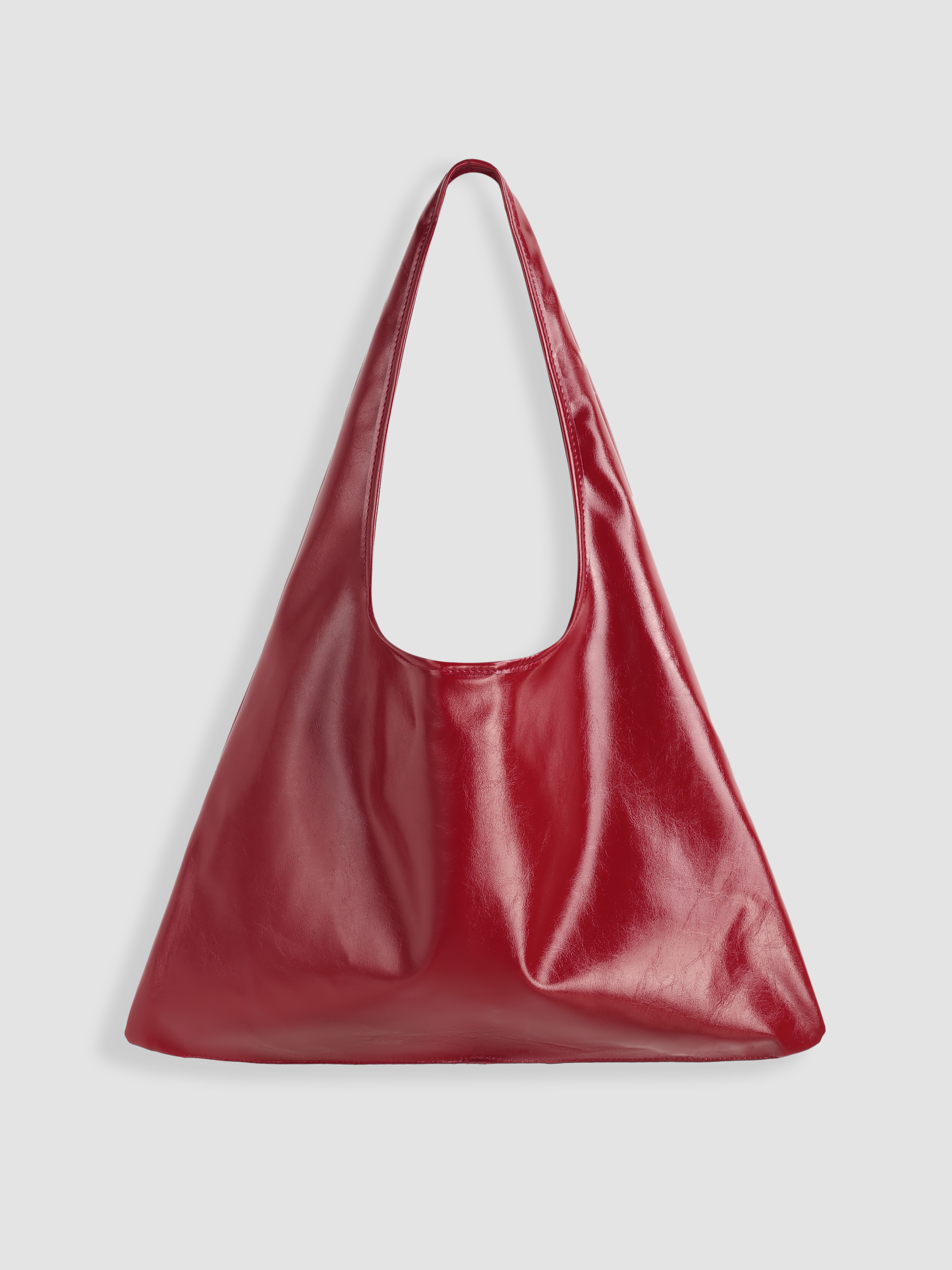 Solid Faux Leather Large Capacity Tote Shopper Bag