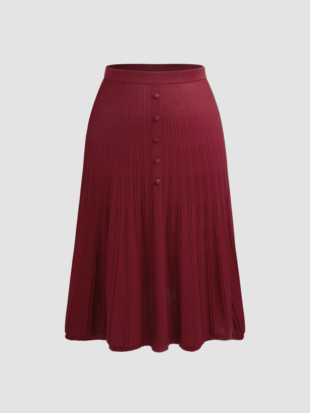 Knit Mid Waist Button Maxi Skirt Curve & Plus