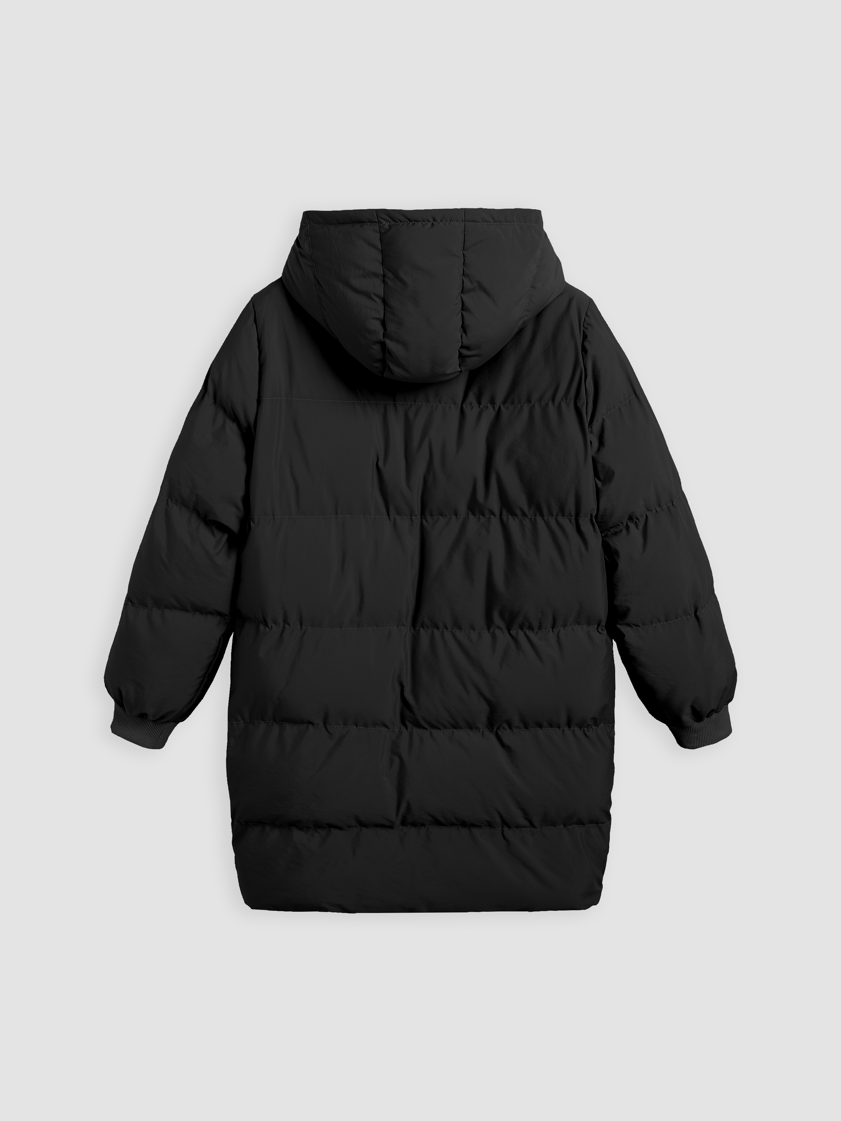 Woven Zip Front Hooded Puffer Coat For Daily Casual Woven Zip Front Hooded Puffer Coat For Daily Casual
