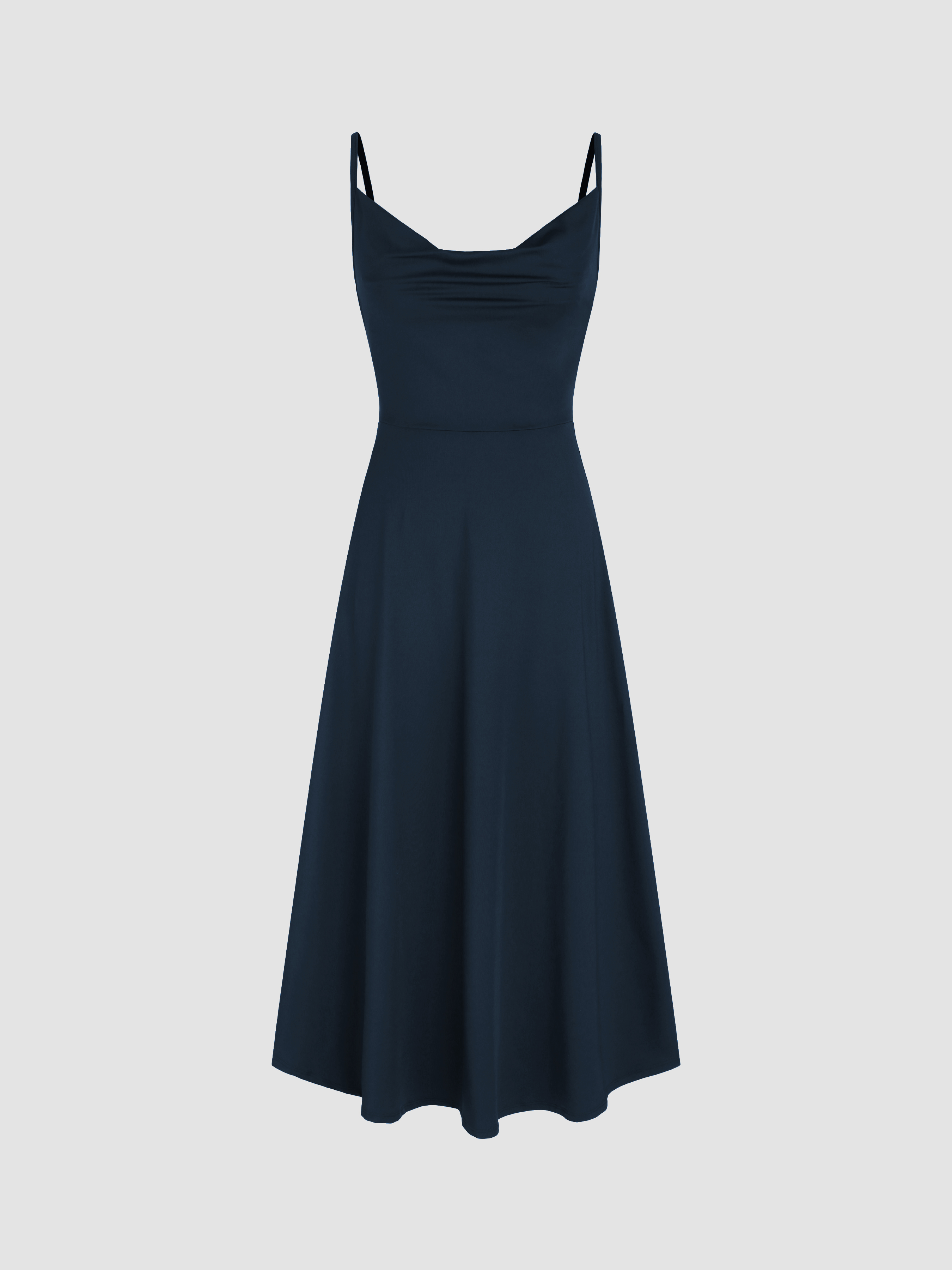 Cowl Neck Solid Ruched Maxi Dress - Cider