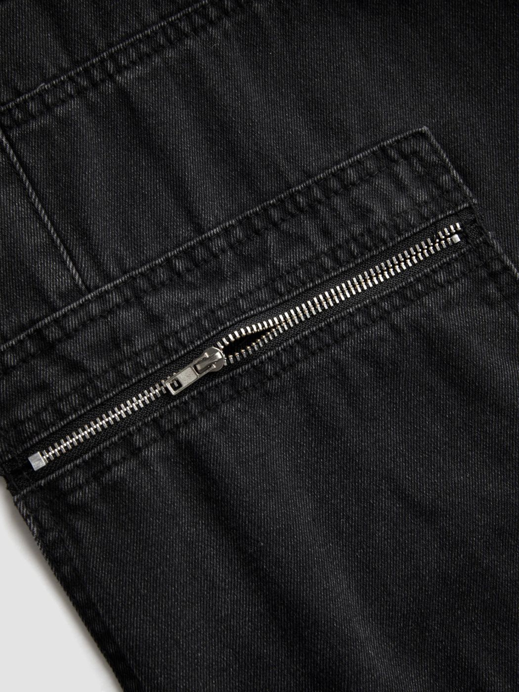 Denim Mid Waist Solid Zipper Pocket Wide Leg Jeans