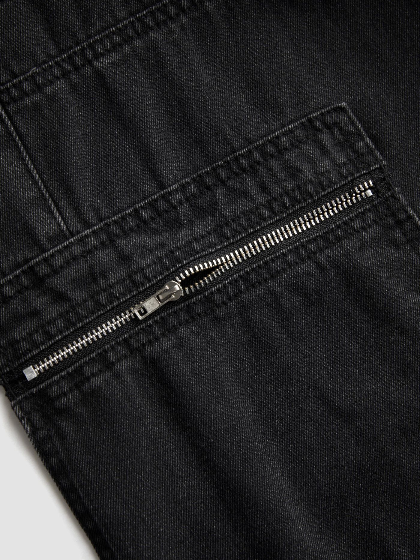 Denim Mid Waist Solid Zipper Pocket Wide Leg Jeans