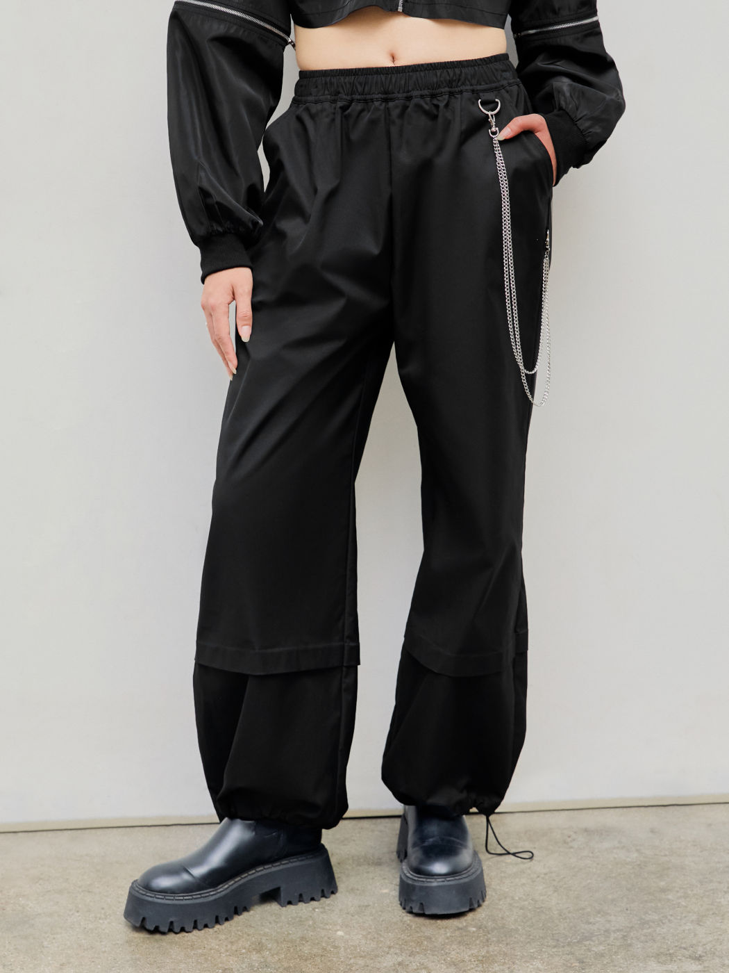 Pleated Buckle Detail Jogger Pants