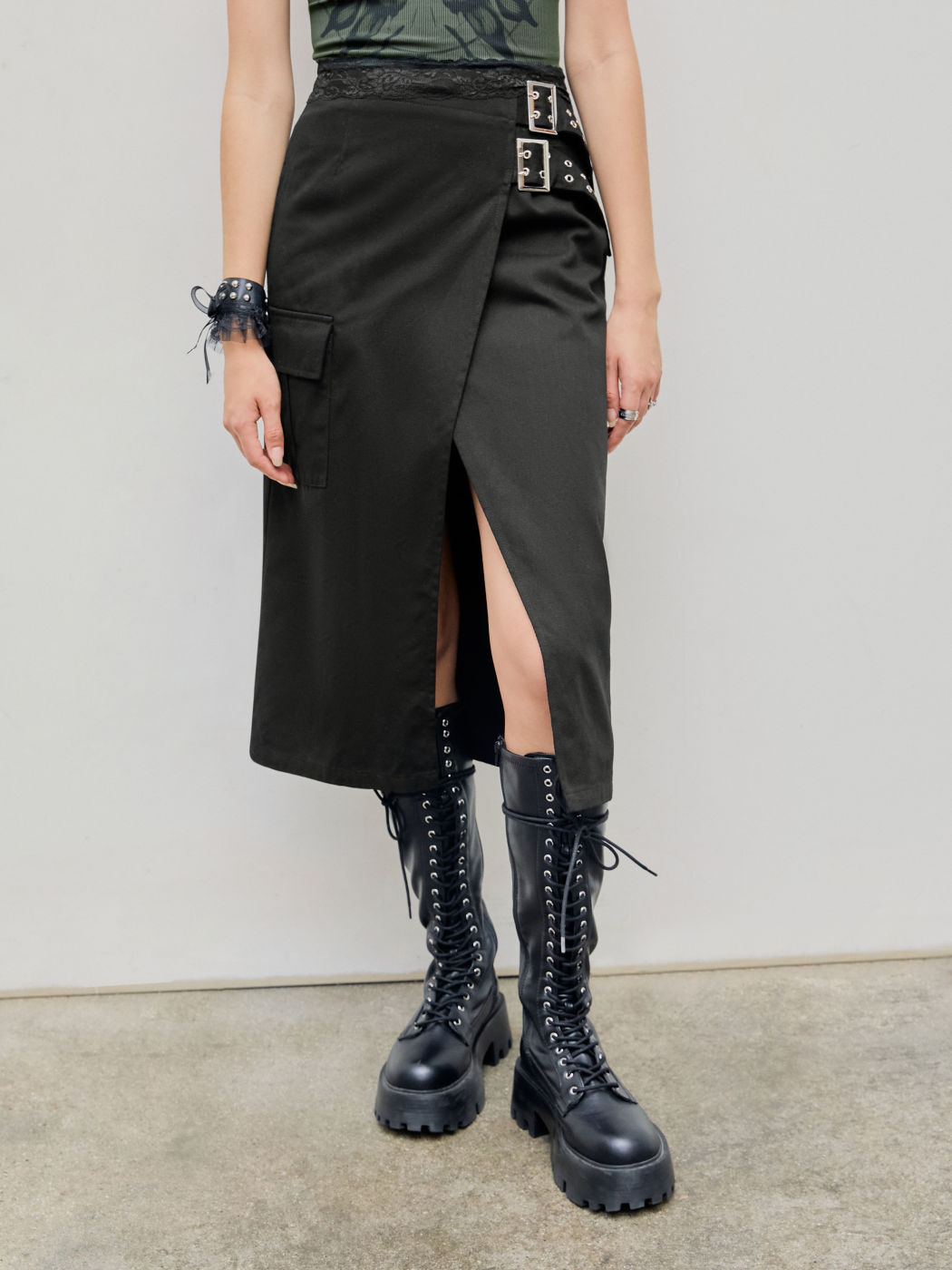 KEITH™ - Elegant High Waist Side Slit Midi Skirt