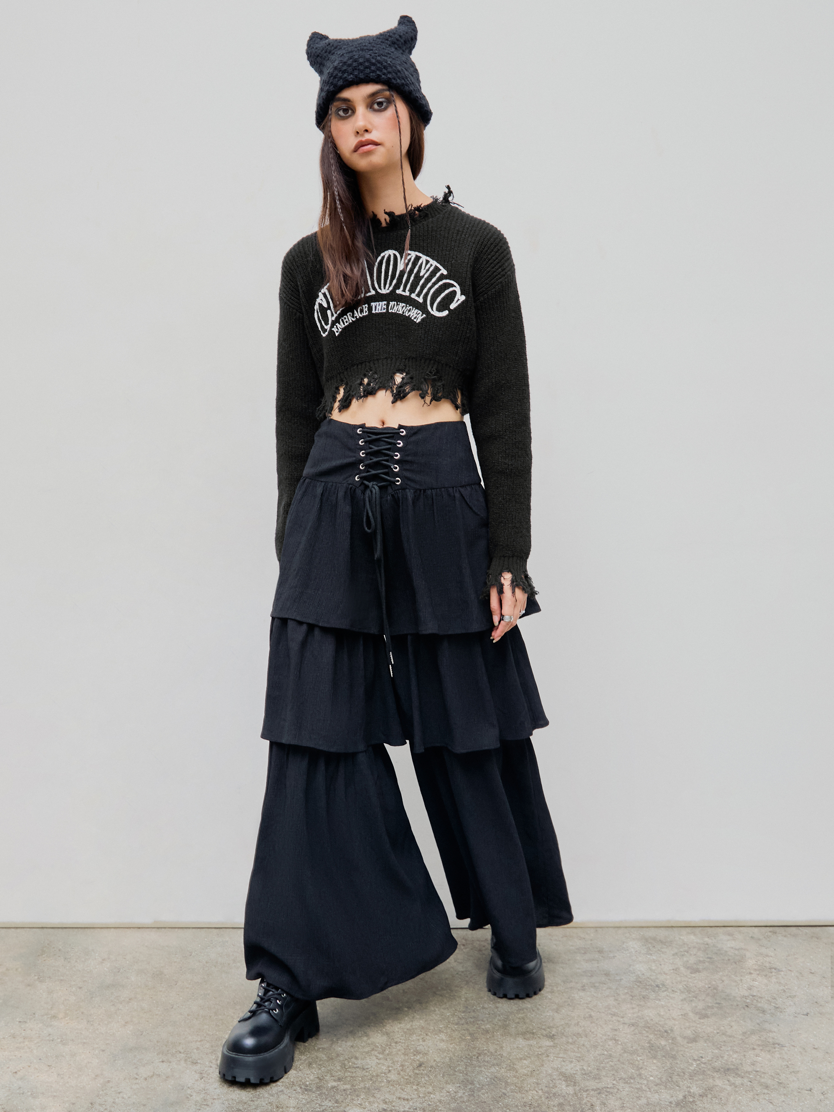 【THEAIRTOWN】yoome ruffle pants Amazon.com: Women Flowy Ruffle Hem Culottes Relaxed Chiffon