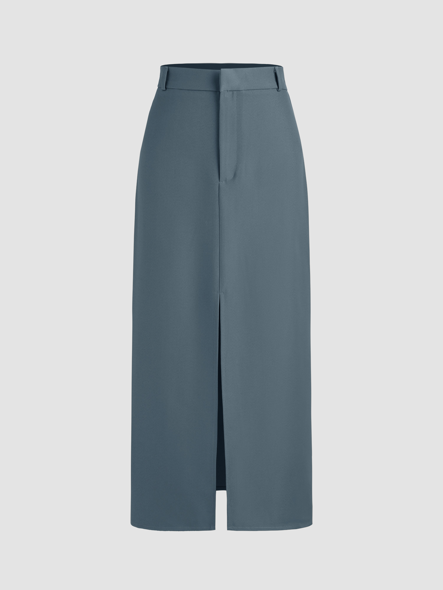 Office Siren Long Skirts Woven Solid High Waist Split Maxi