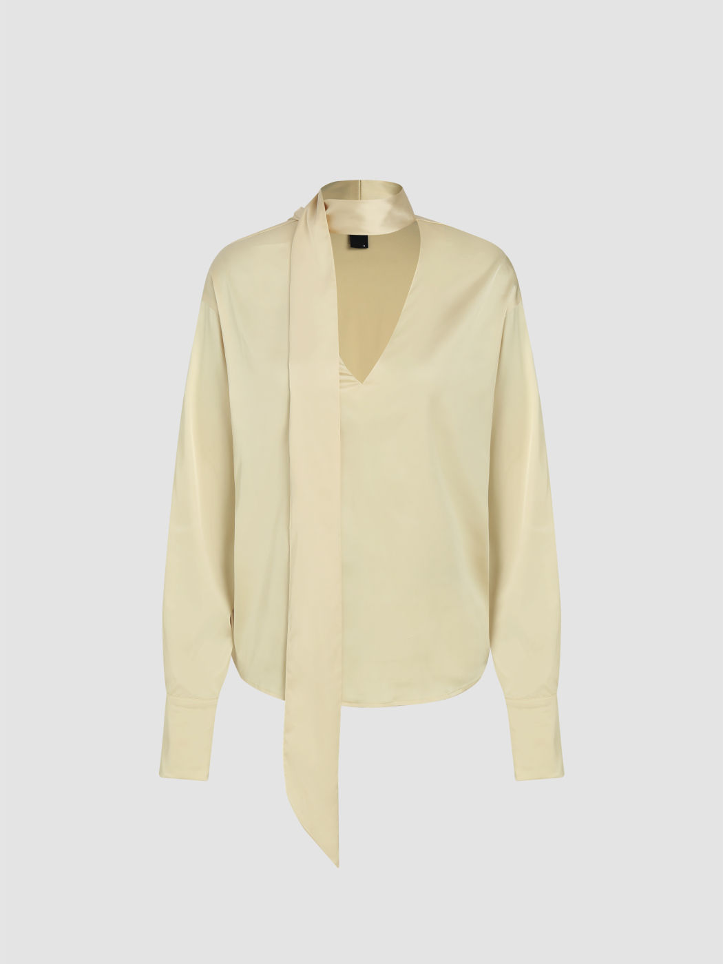 Satin Asymmetrical Neck Long Sleeve Blouse 