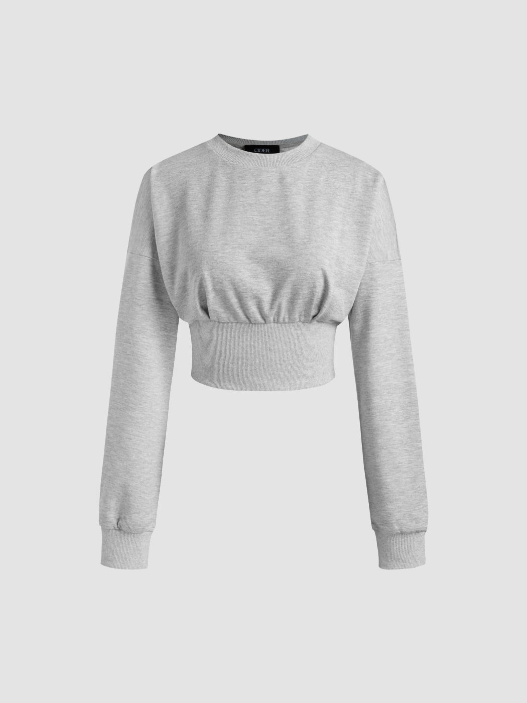 Round Neckline Ruched Crop Sweatshirt