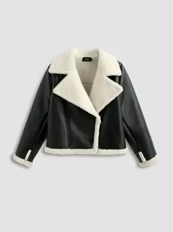  Fleece Drop Schulter Reißverschluss Biker Jacke Kurve & Plus