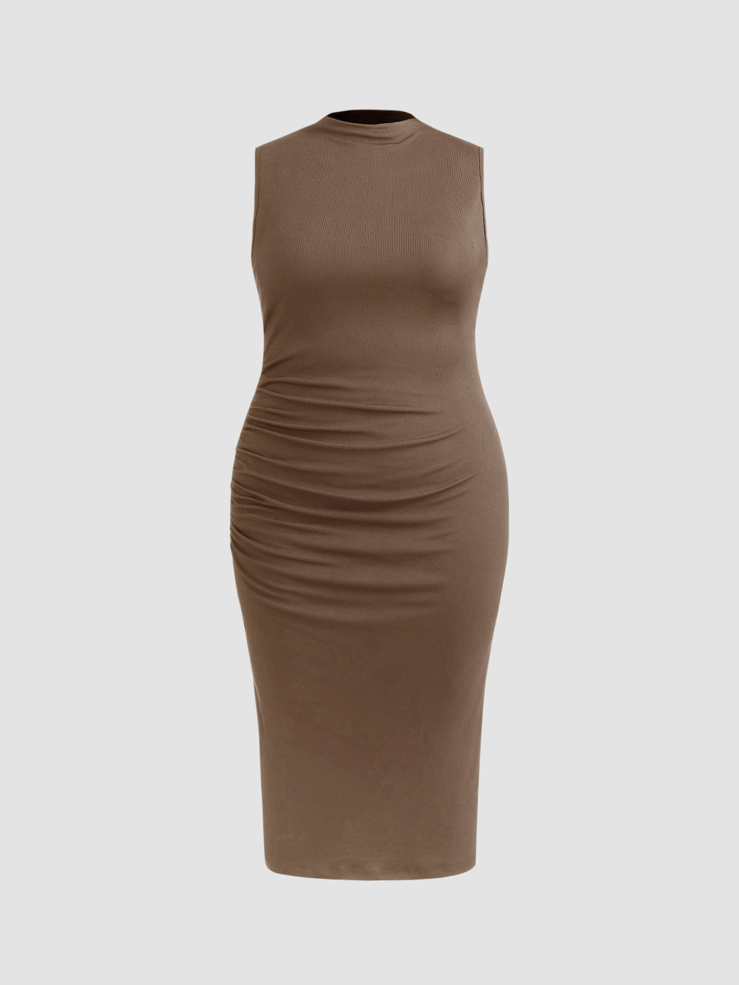 High Neck Ruched Midikleid Kurve & Plus