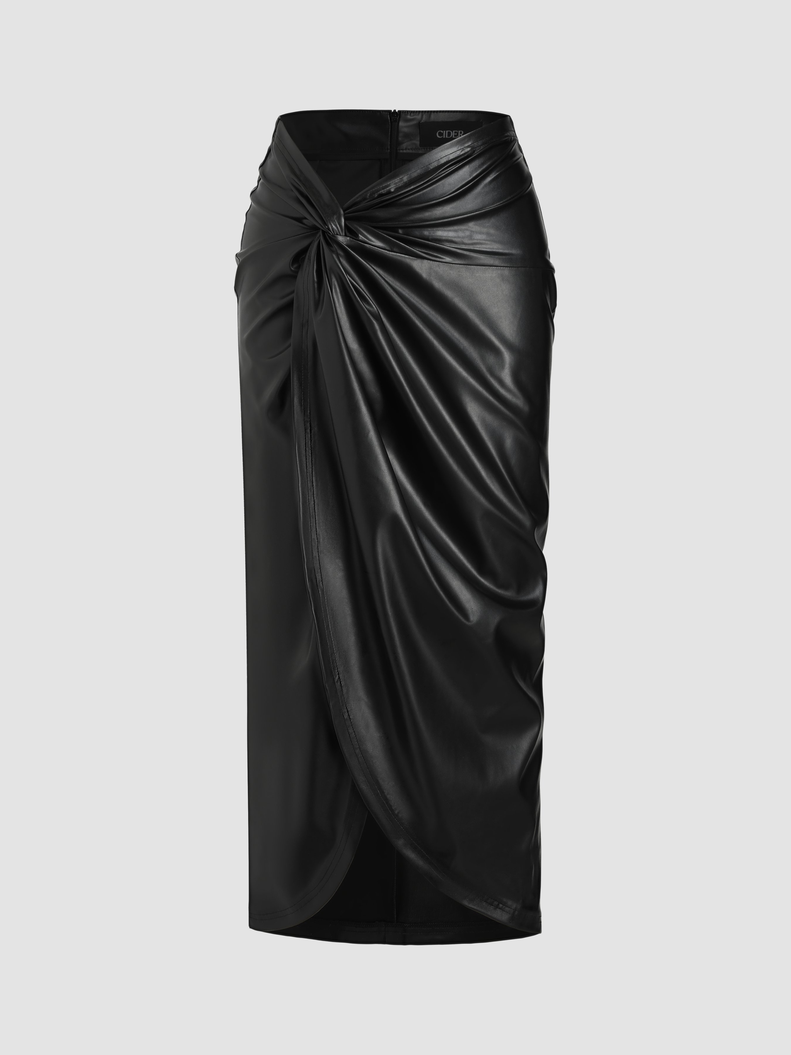 High waist contrast leather skirt