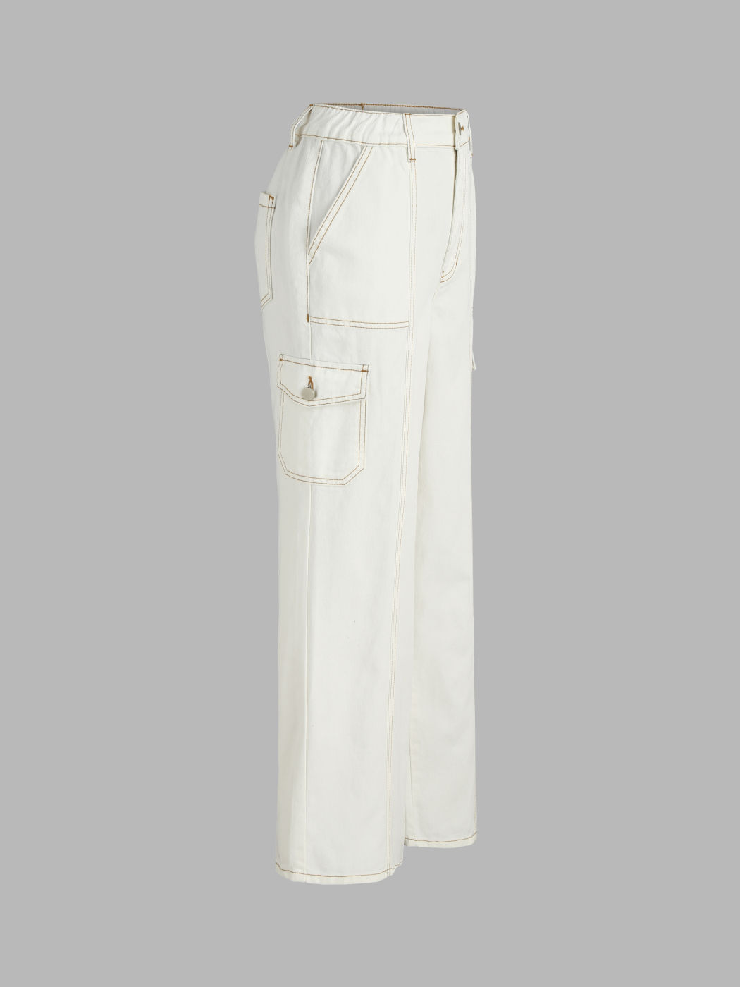 Jeans Cargo à Jambe Large et Taille Haute en Denim