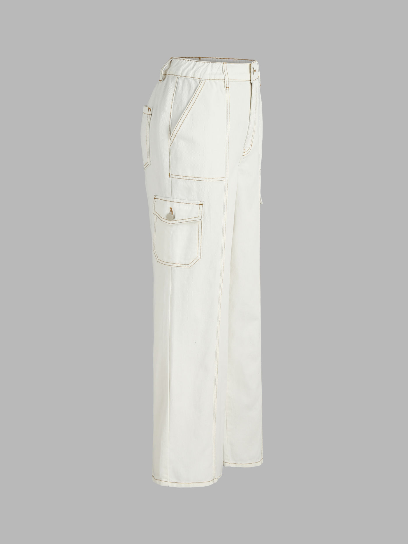Denim High Waist Wide Leg Cargo Jeans