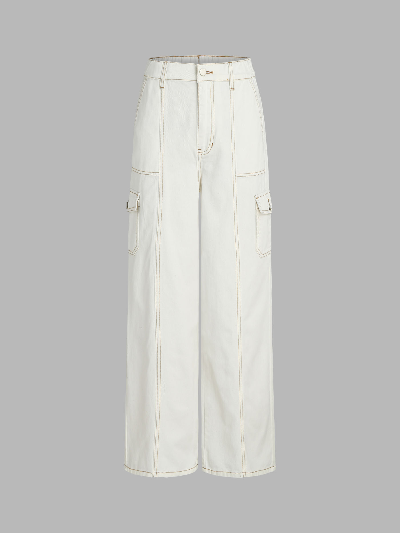 Denim High Waist Wide Leg Cargo Jeans