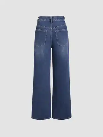 Denim High Waist Pocket Baggy Jeans
