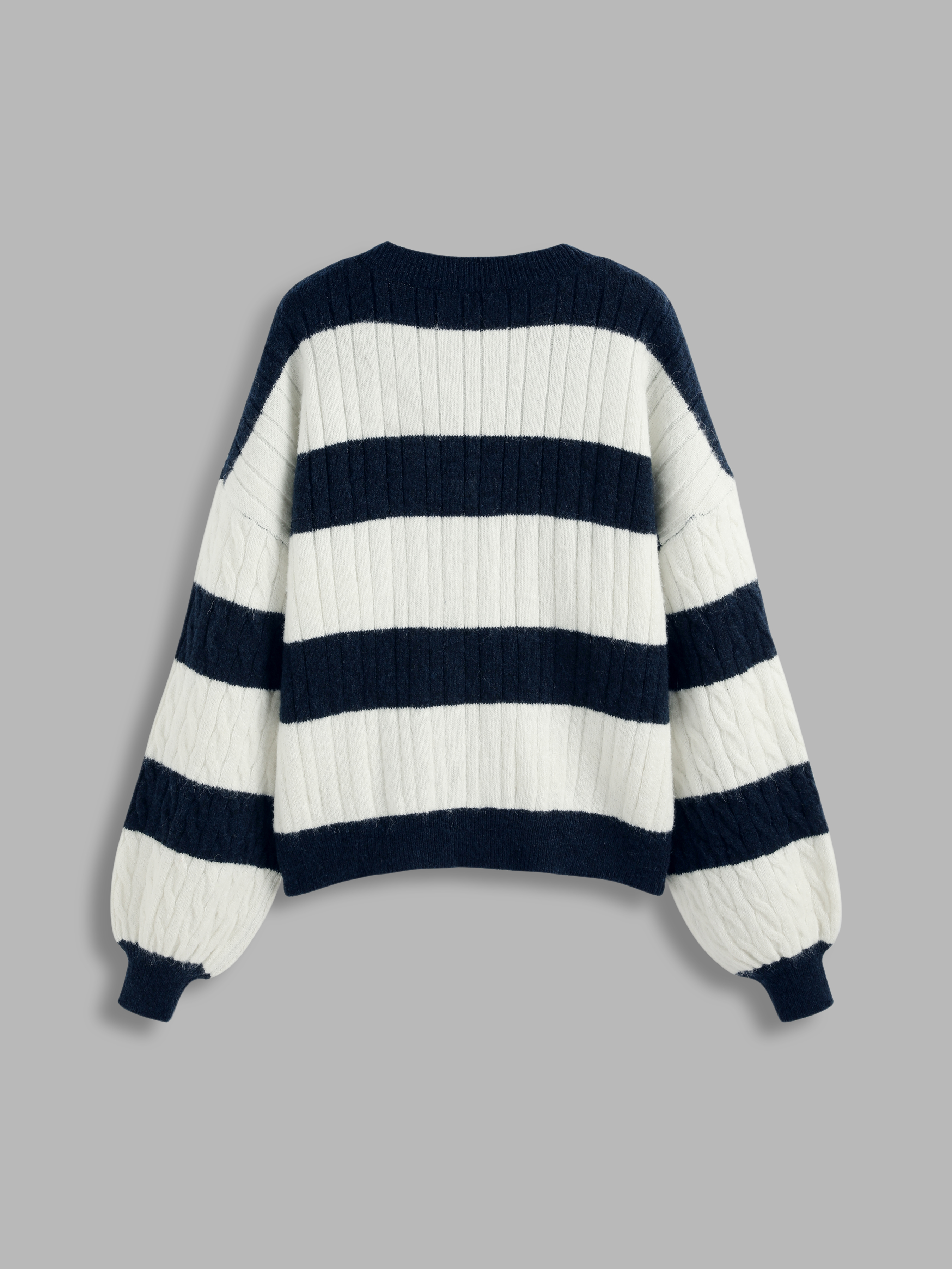 Fall Sweater Knit Fabric Wool-blend V-neck Cable Knit