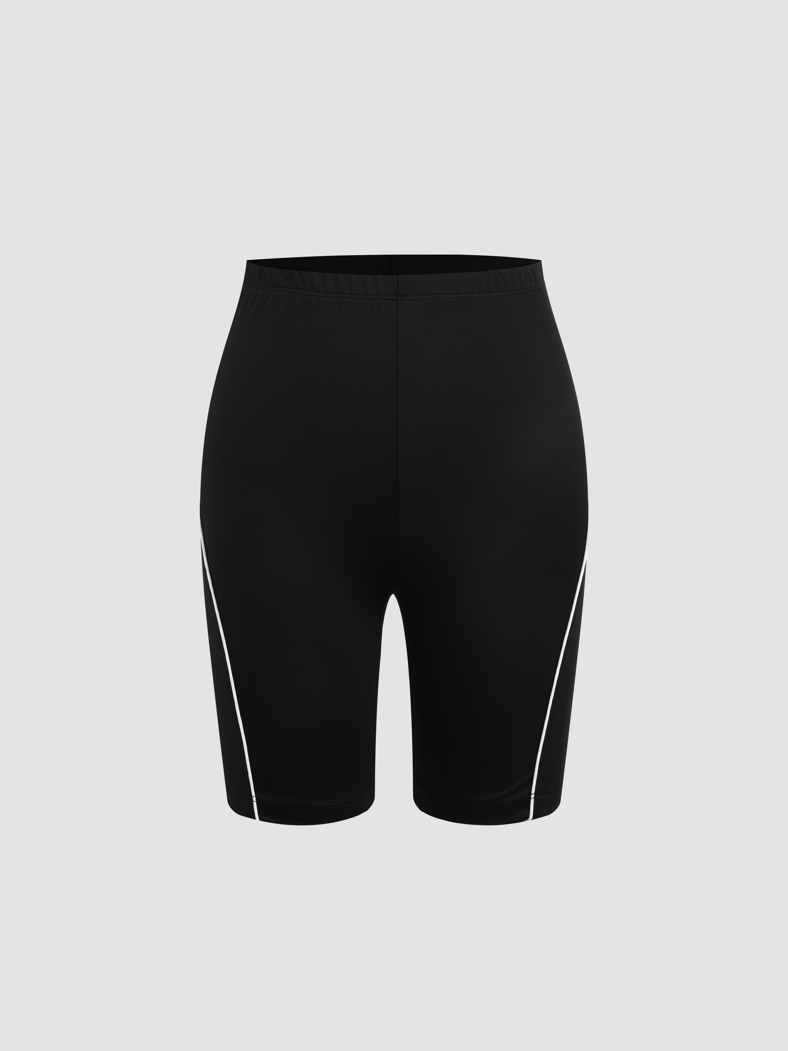 High waist solid online biker shorts