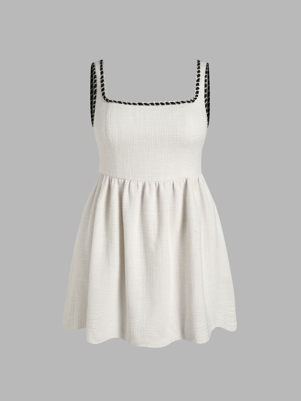 Tweed-U-Halslinie Einfarbige Mini-Kleid Kurve & Plus